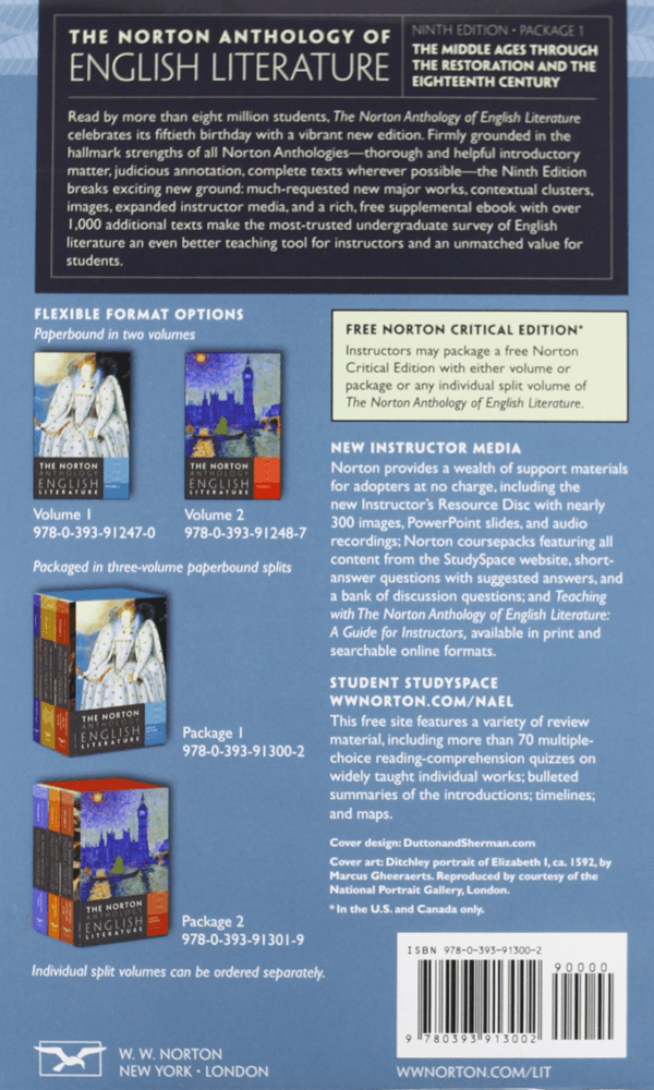 The Norton Anthology Of English Literature Ninth Edition Vol Package 1 A B C